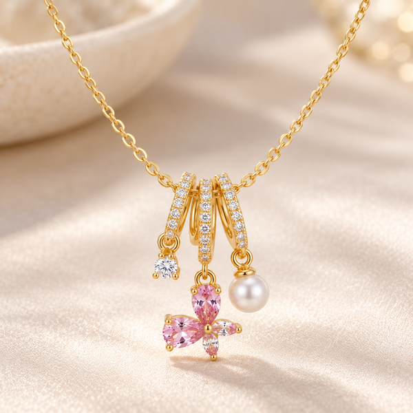 Pink Buttery Charm Necklace