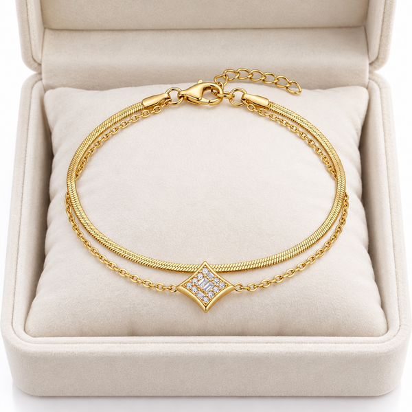 Double Chain Studded Diamond Bracelet
