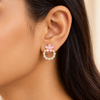 Pink Bloom Circle Earrings