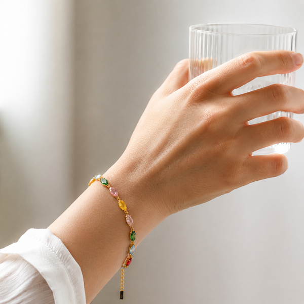 Sleek Rainbow Crystal Bracelet