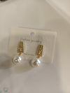 Pearl Twin Line Stud Earrings