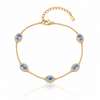 Oval Blue Crystal Chain Bracelet