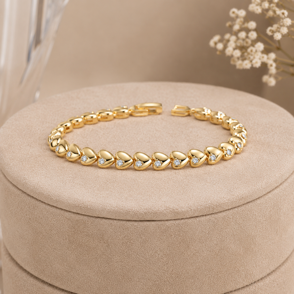 Diamond Stud Heart Link Bracelet