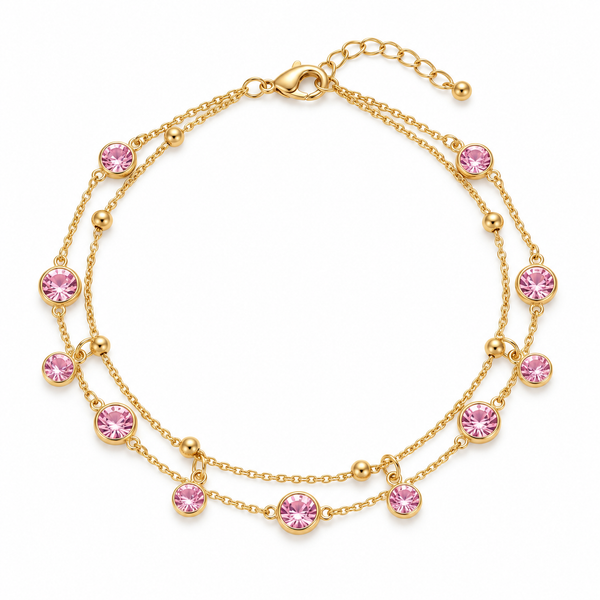 Dual Layer Pink Tassel Bracelet