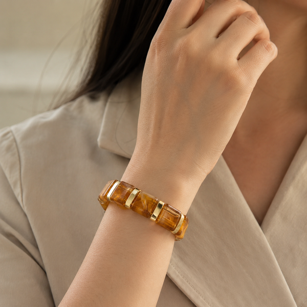 Resin Tube Stretchable Bracelet- Brown