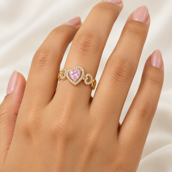 Pink Halo Heart Ring