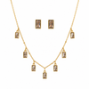 Delicate Drop Rectangle Charm Necklace with Earrings