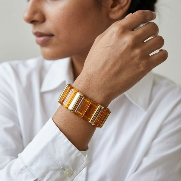 Viral Stackable Bar Bracelet- Caramel