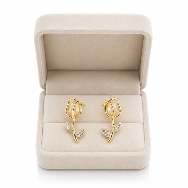 Tulip Glass Sparkle Leaf Earring
