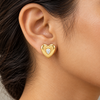 Solitaire Gold Heart Earrings
