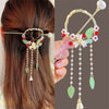 Delicate Flower Pearl Tassels Hair Stick worn on model – styled for women