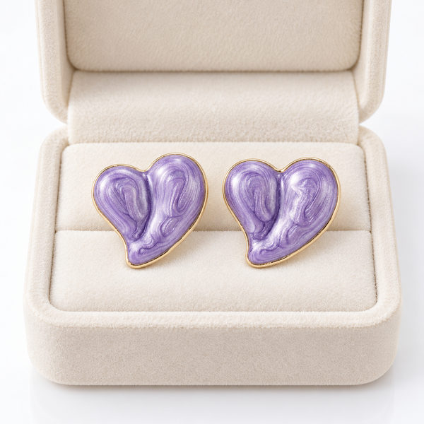 Glazed Lavi Heart Earrings