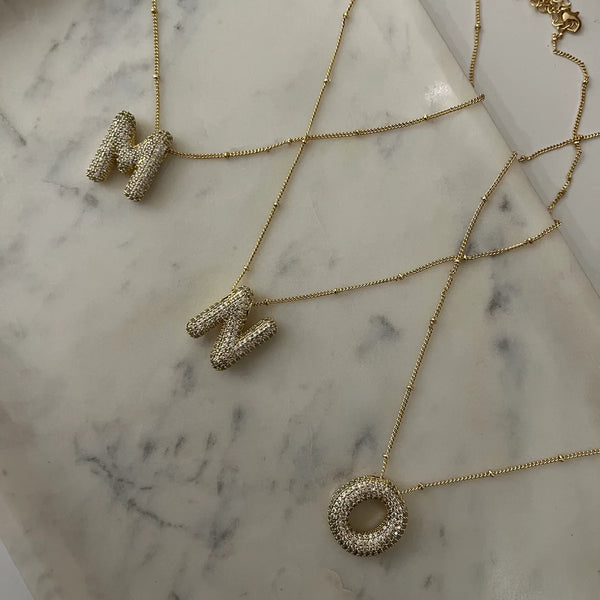 Diamond Studded Bubble Letters~ Necklace