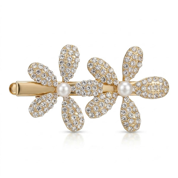 Crystal Studded Flower Clip