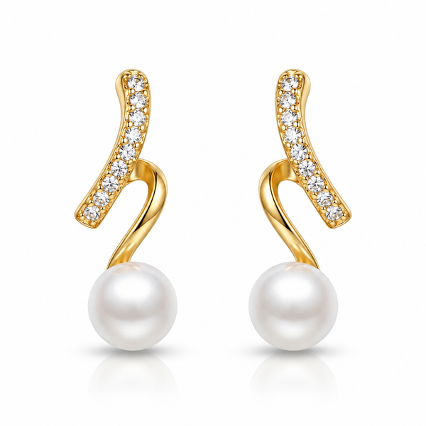 Studded Spiral Pearl Earrings