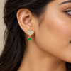 Studded Heart Green Accent Earring