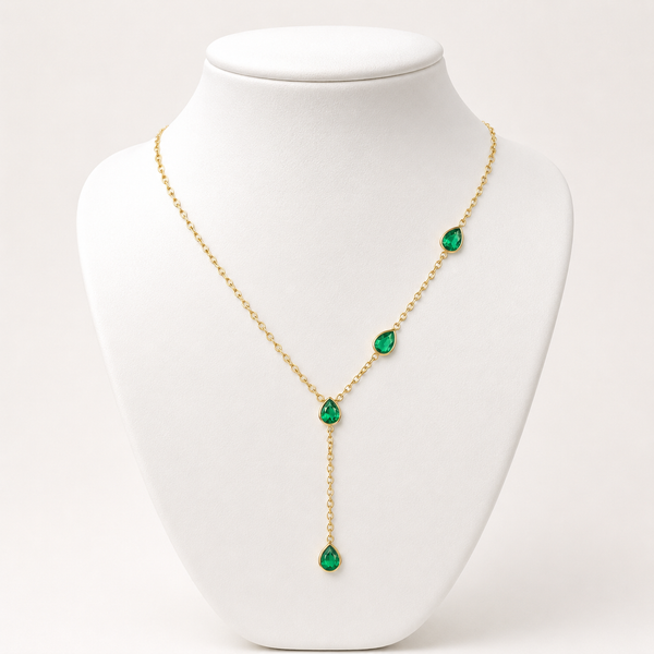 Emerald Side Drop Necklace