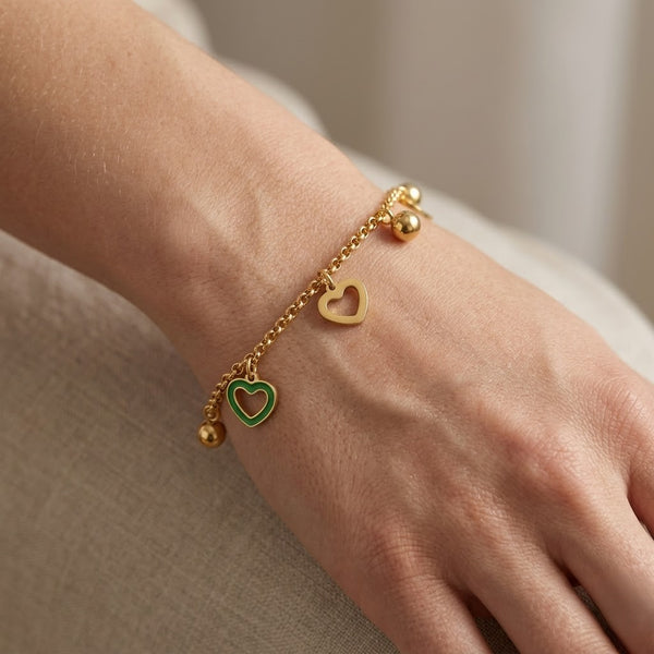 Halo Heart Charms Bracelet