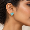 Blue Glazed Heart Earrings