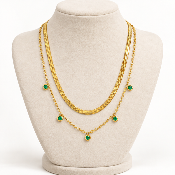 Double Layer Green Chime Necklace