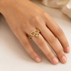 Heart Link Cross Charm Ring