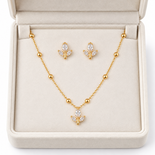 Tulip Necklace With Earrings