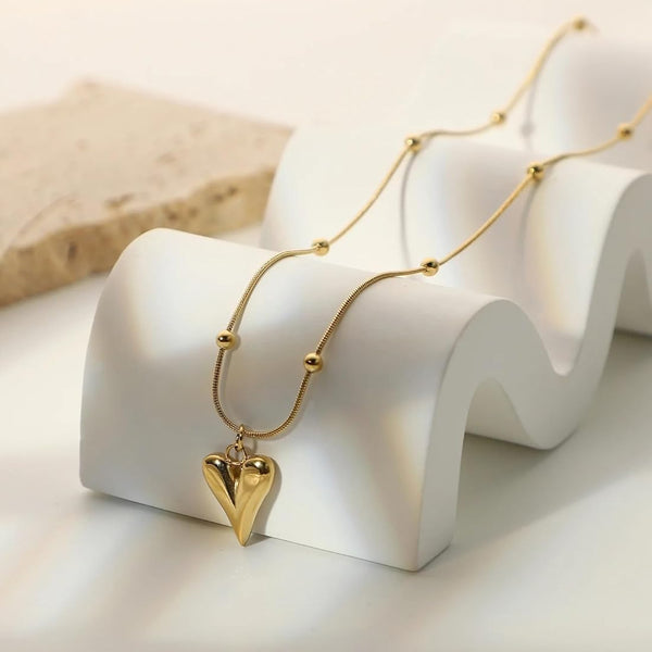 Heart Ball Chain Necklace