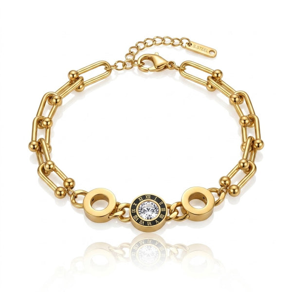 Roman Crystal Disc Link Bracelet