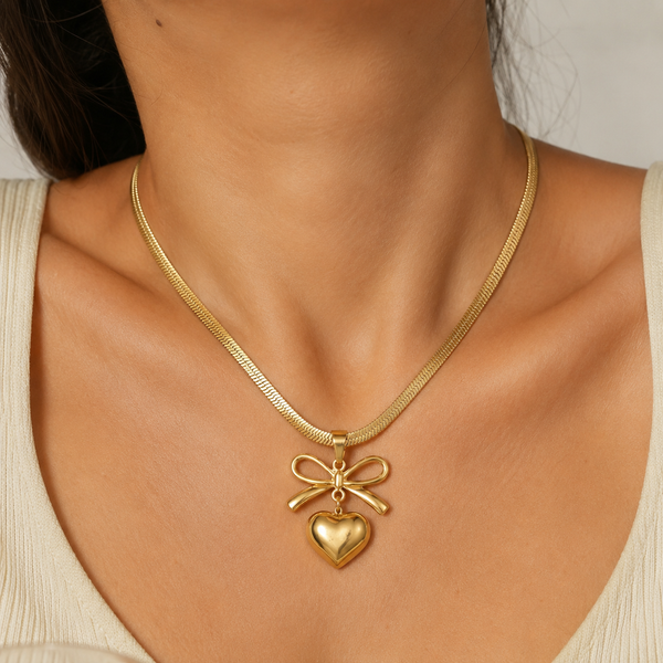 Bow Heart Necklace
