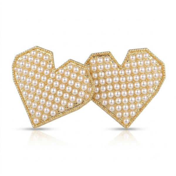 Close-up of the Pearl Studded Heart Hair Clip showing heart motif