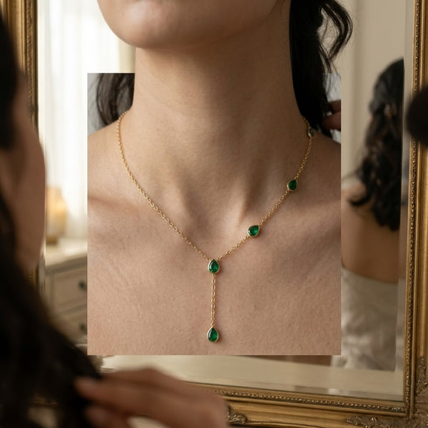 Emerald Side Drop Necklace