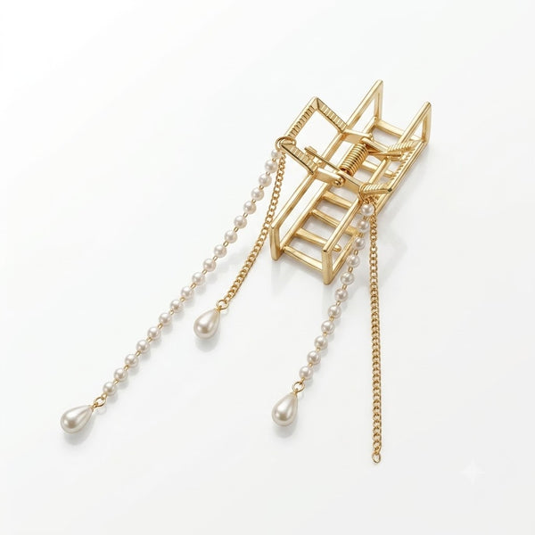 Pearl Chimes Minimal Hair Claw – Pearl hair claw clip for women by Fix My Hairs