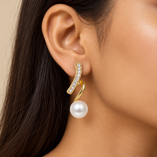 Studded Spiral Pearl Earrings