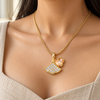 Studded Fin Heart Necklace