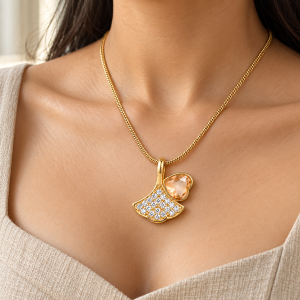 Studded Fin Heart Necklace