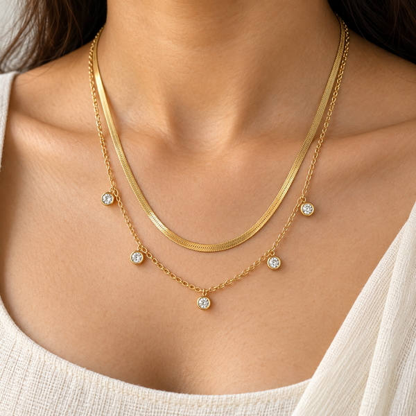 Dual Layer Crystal Chime Necklace