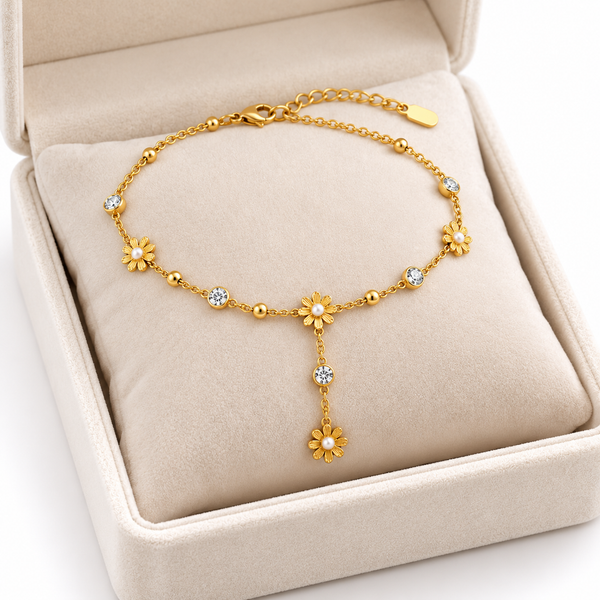 Flower Studded Anklet