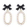 Bow gold-toned oval drop earrings