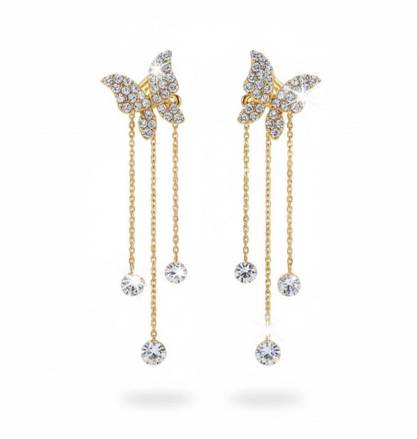 Butterfly Crystal Tassel Earrings