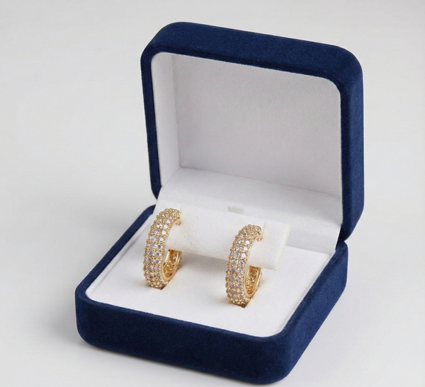 Crystal-Encrusted Huggie Hoop Earrings