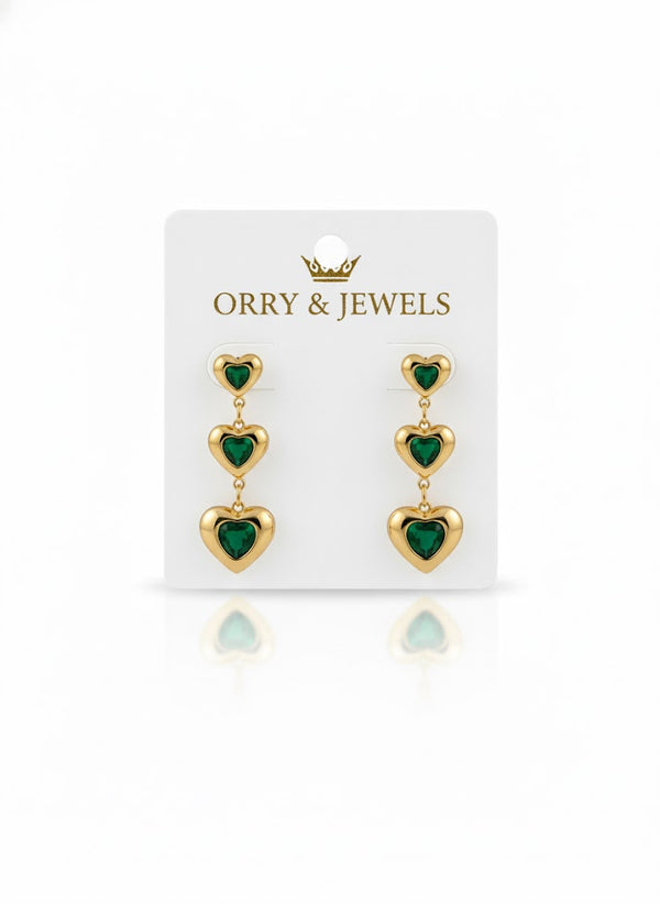 Emerald Heart Drop Earrings