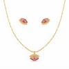 Pink Studded Eye Necklace with Earrings