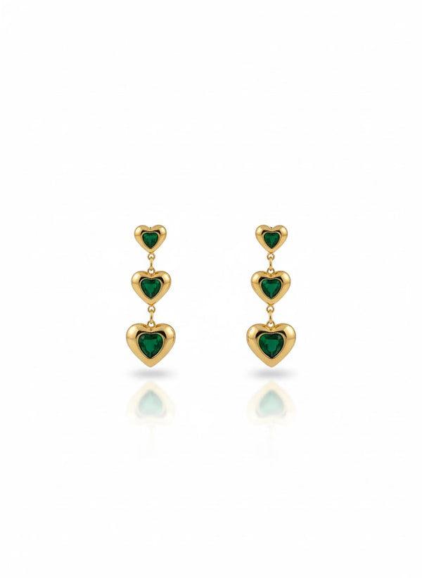 Emerald Heart Drop Earrings