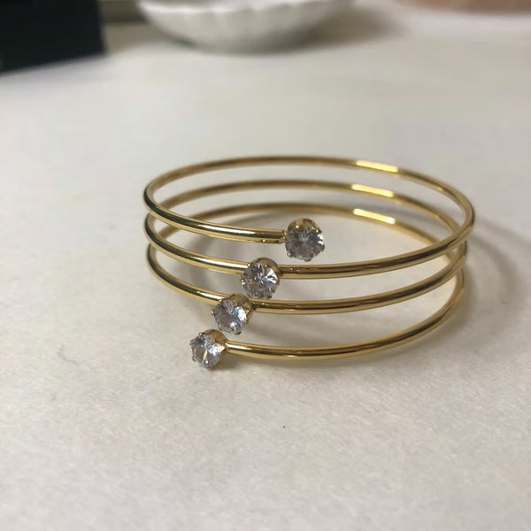 Spiral Diamond Stud Bracelet