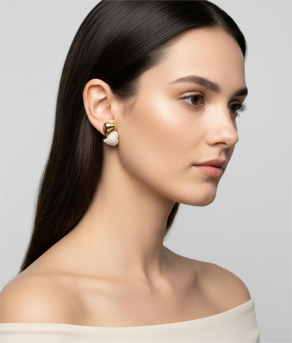 Double Heart Stud Earring