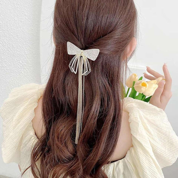 Dreamy Studded Butterfly Tassel Hair Bow Clip for women by Fix My Hairs
