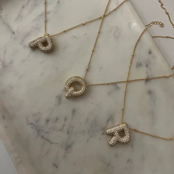 Diamond Studded Bubble Letters~ Necklace