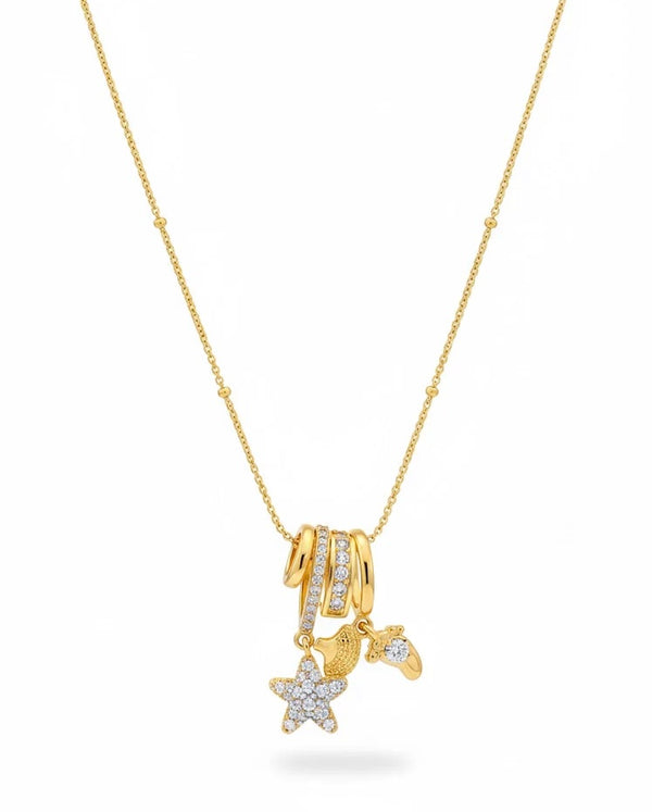 Cz 3 Rings Stack Necklace