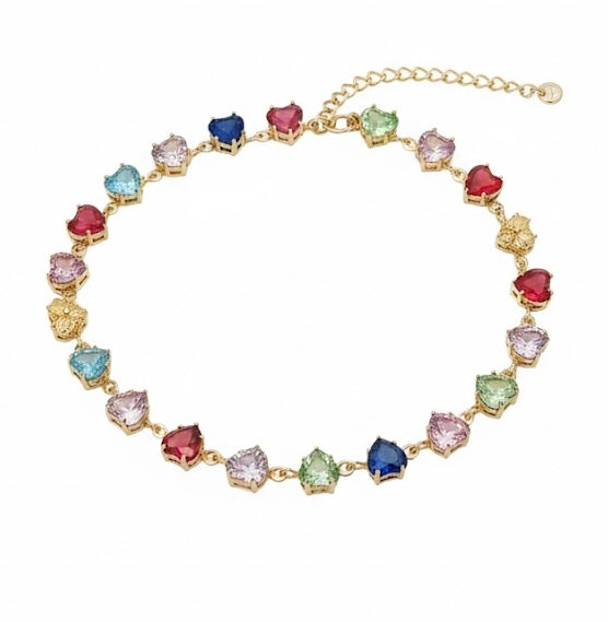 Multicolour Heart Glass Bracelet