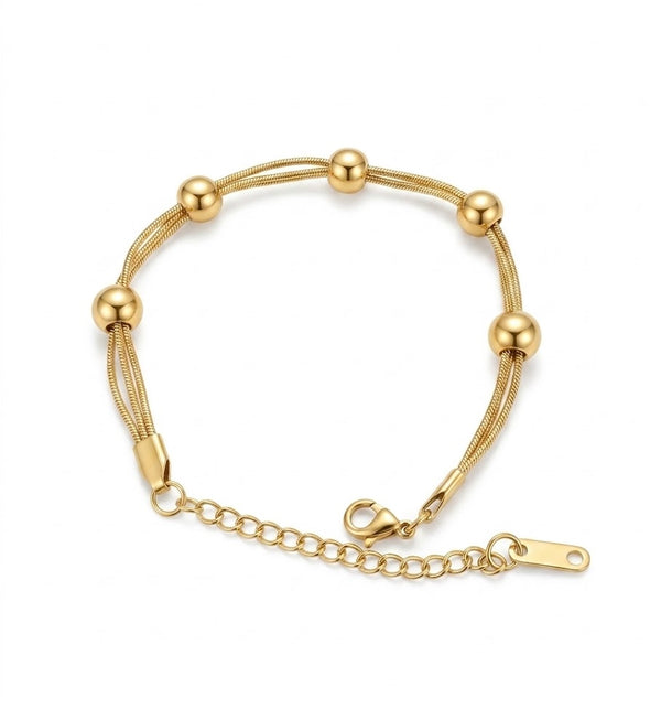 Statement Multilayer Gold Ball Bracelet
